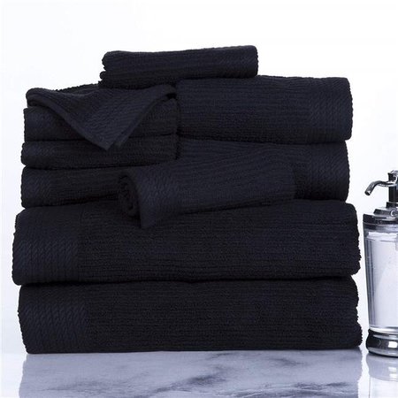 BEDFORD HOME Bedford Home 67A-31176 Ribbed Cotton 10 Piece Towel Set - Black 67A-31176